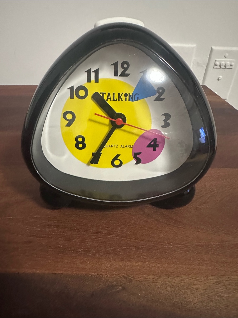 Retro Talking Quartz Alarm Clock - Black with Yellow Accent Vintage